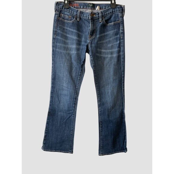 J. Crew Stretch HIPSLUNG Women Blue Jeans Denim Pants 29S Dark Wash Bootcut - Picture 1 of 7